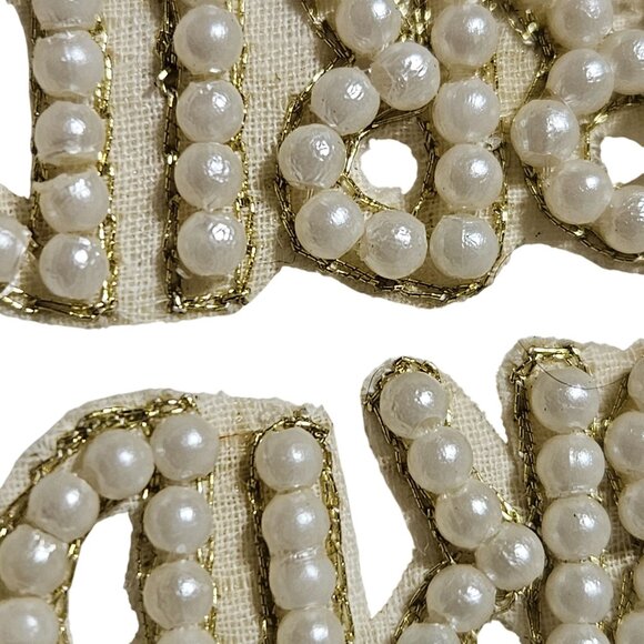 Francescas Statement Bride Earrings Beaded Letters Faux Pearl Bachelorette Party - Picture 3 of 6